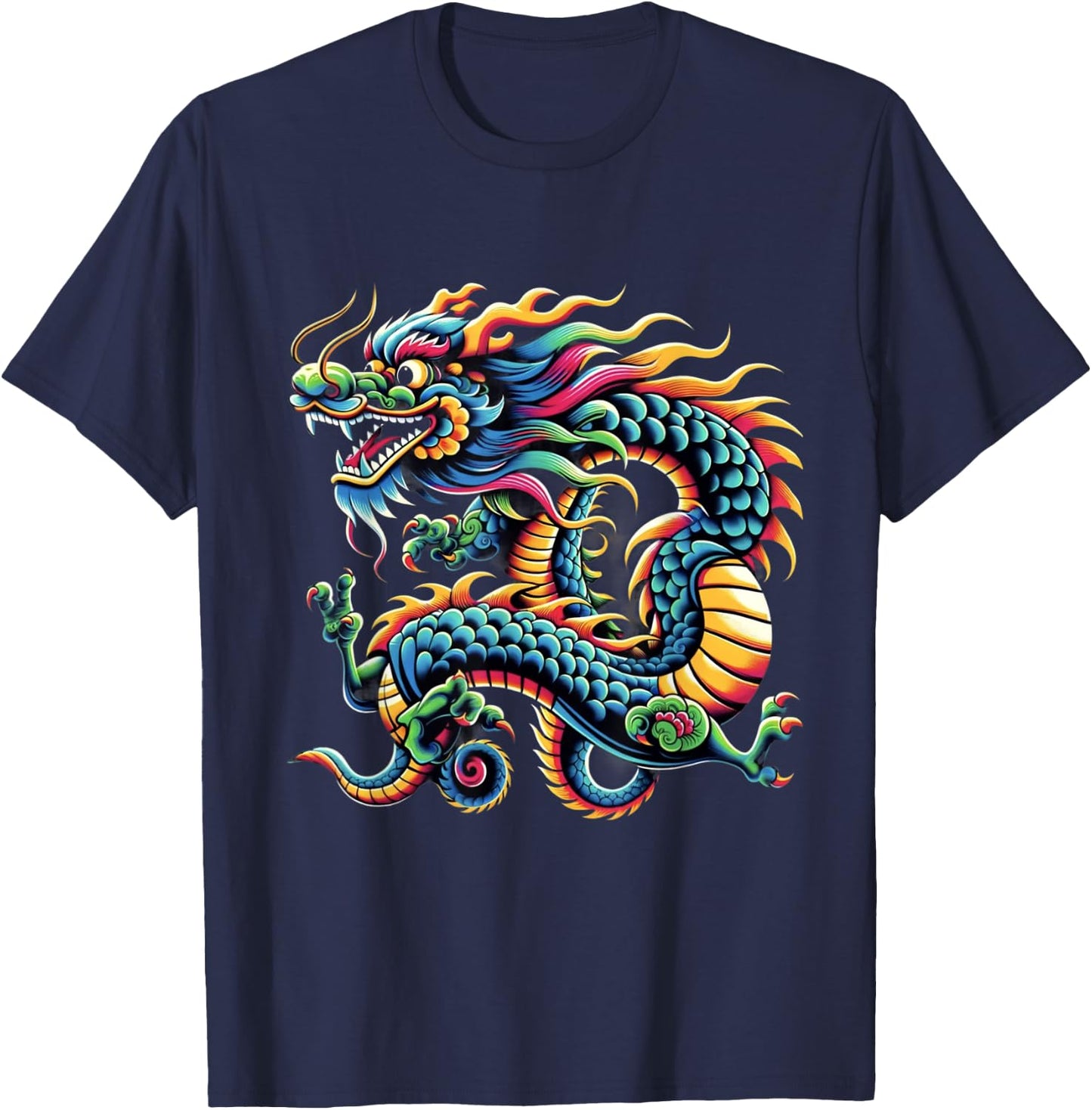 Funny Colorful Chinese Dragon - New Year 2014 T-Shirt - T-Shirt | Navy