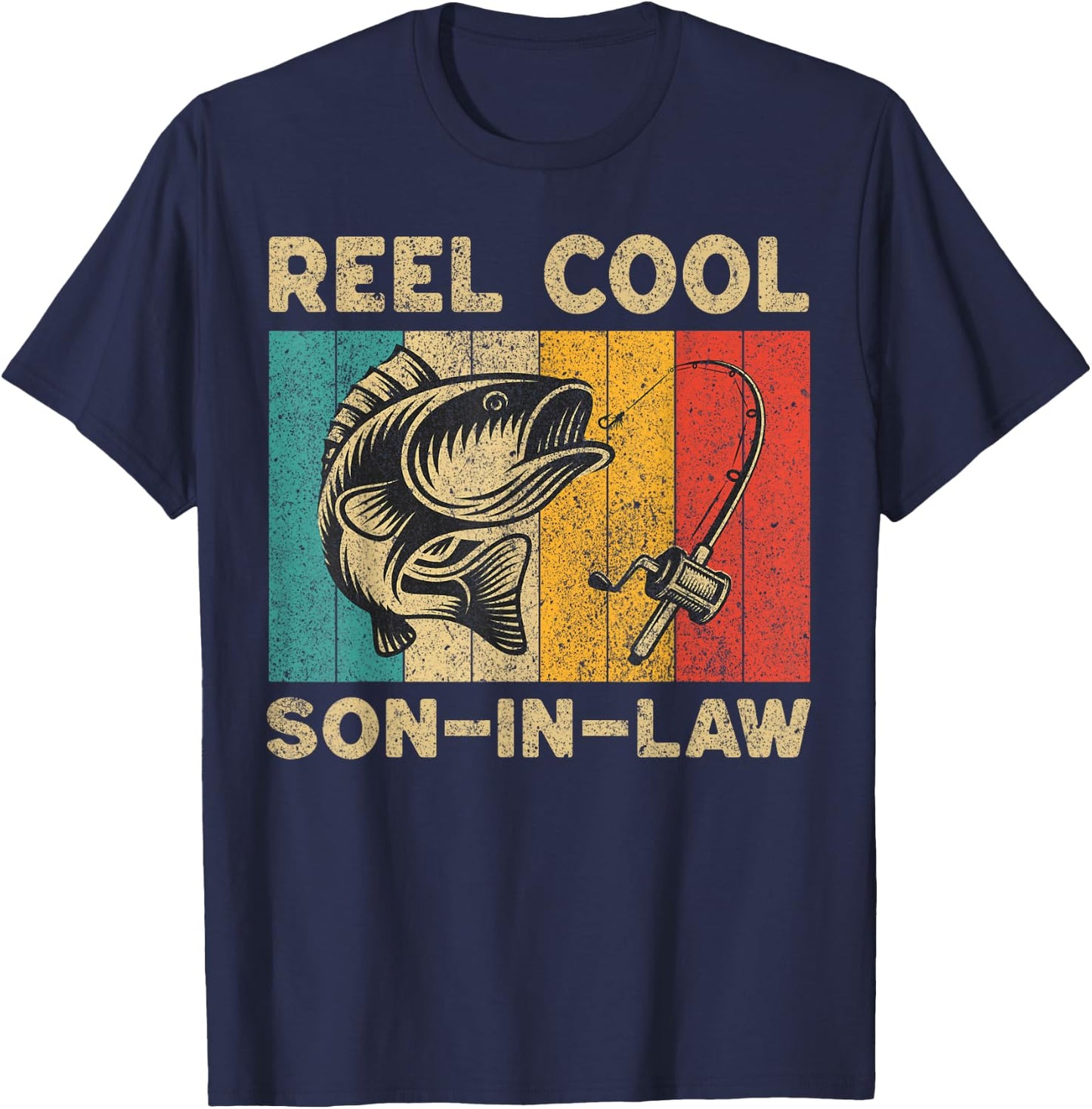 Father's Day Present Funny Fishing Reel Cool Son-In-Law T-Shirt - T-Shirt | Navy