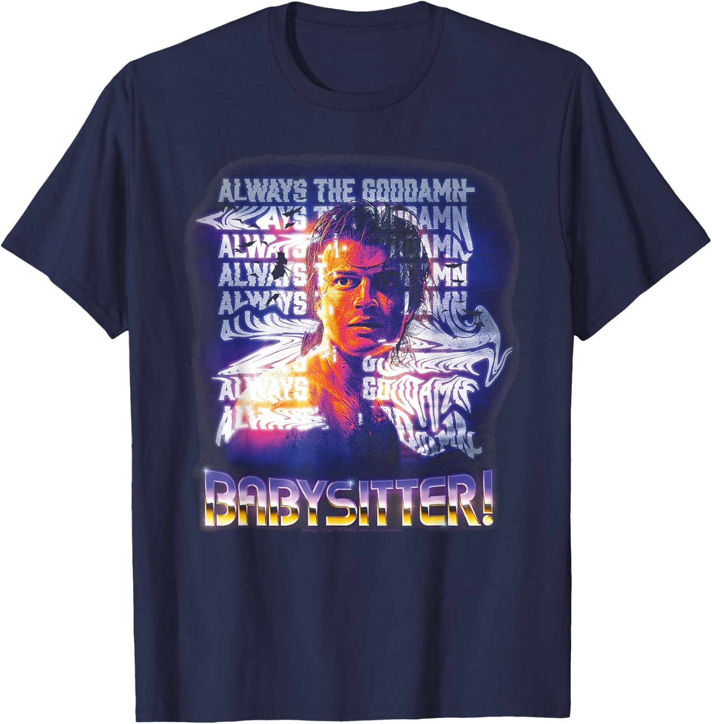 Stranger Things Always, Steve Harrington's Babysitter , Black, S T-Shirt - T-Shirt | Navy