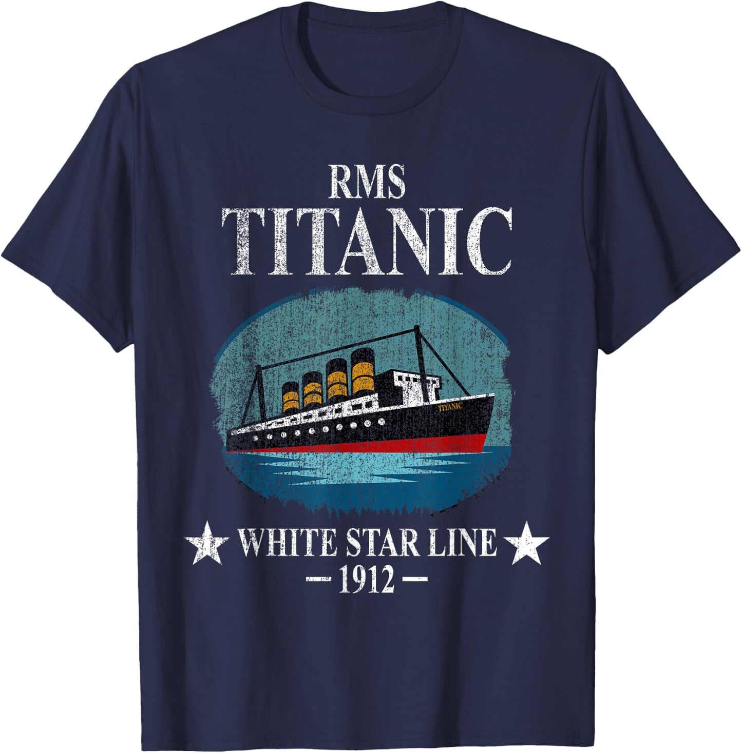 RMS Titanic White Star Line Cruise Ship 1912 Boys Girls Kids T-Shirt - T-Shirt | Navy