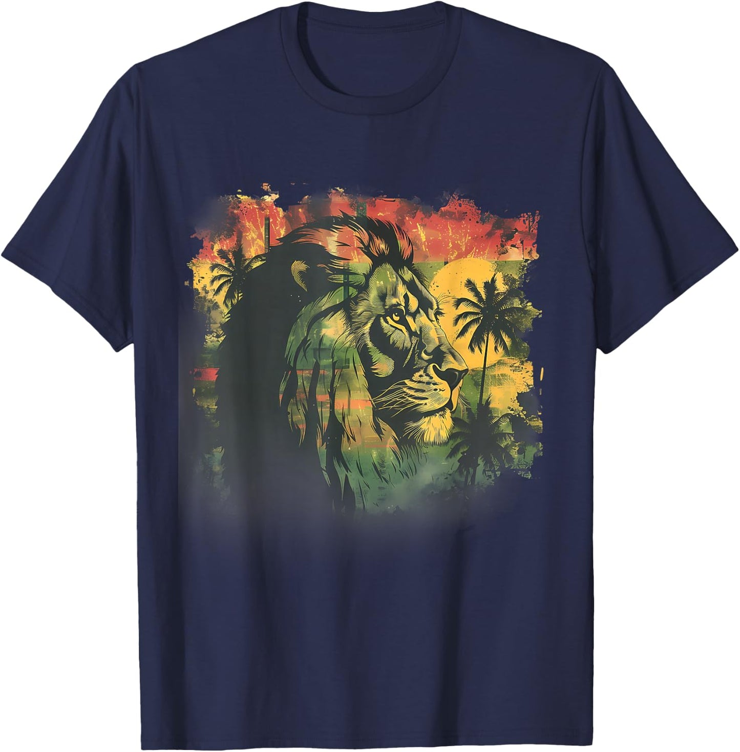 Rasta Reggae Lion Rasta Roots Lion Of Judah Reggae Music T-Shirt - T-Shirt | Navy