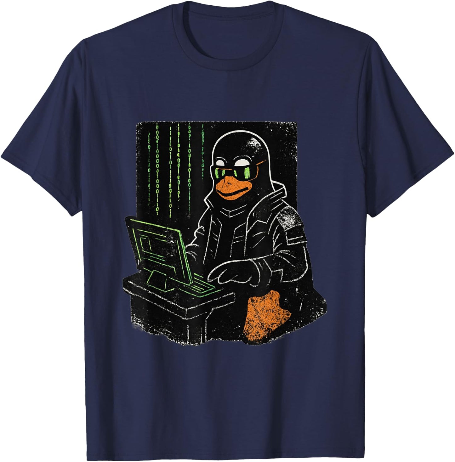 Cyber Linux Hacker Penguin Virtual World Developer T-Shirt - T-Shirt | Navy
