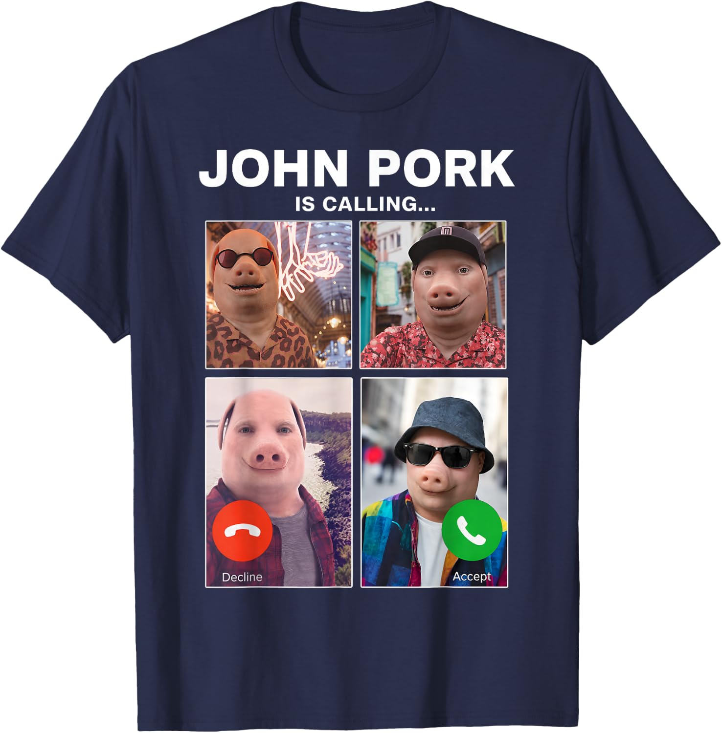 Funny John Pork is Calling Meme Braintot Gifts Boys Kids T-Shirt - T-Shirt | Navy