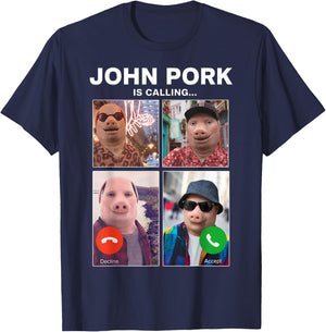 Funny John Pork is Calling Meme Braintot Gifts Boys Kids T-Shirt - T-Shirt | Navy