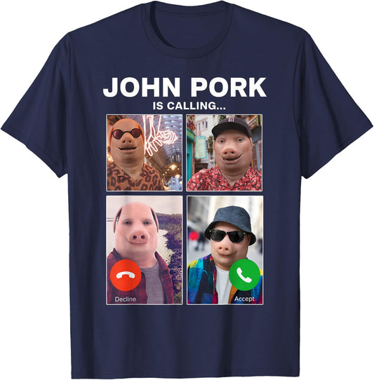 Funny John Pork is Calling Meme Braintot Gifts Boys Kids T-Shirt - T-Shirt | Navy
