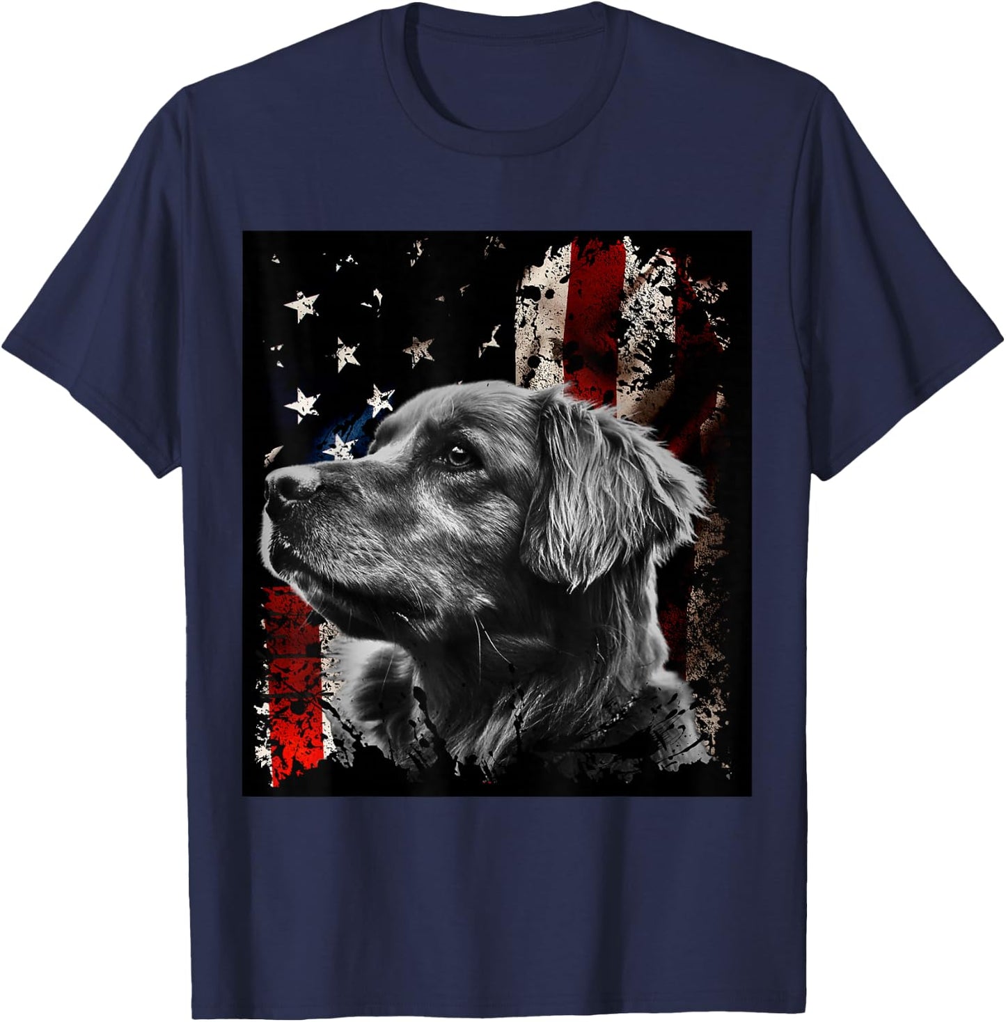 Patriotic Golden Retriever , Shirt, , , Gift T-Shirt - T-Shirt | Navy