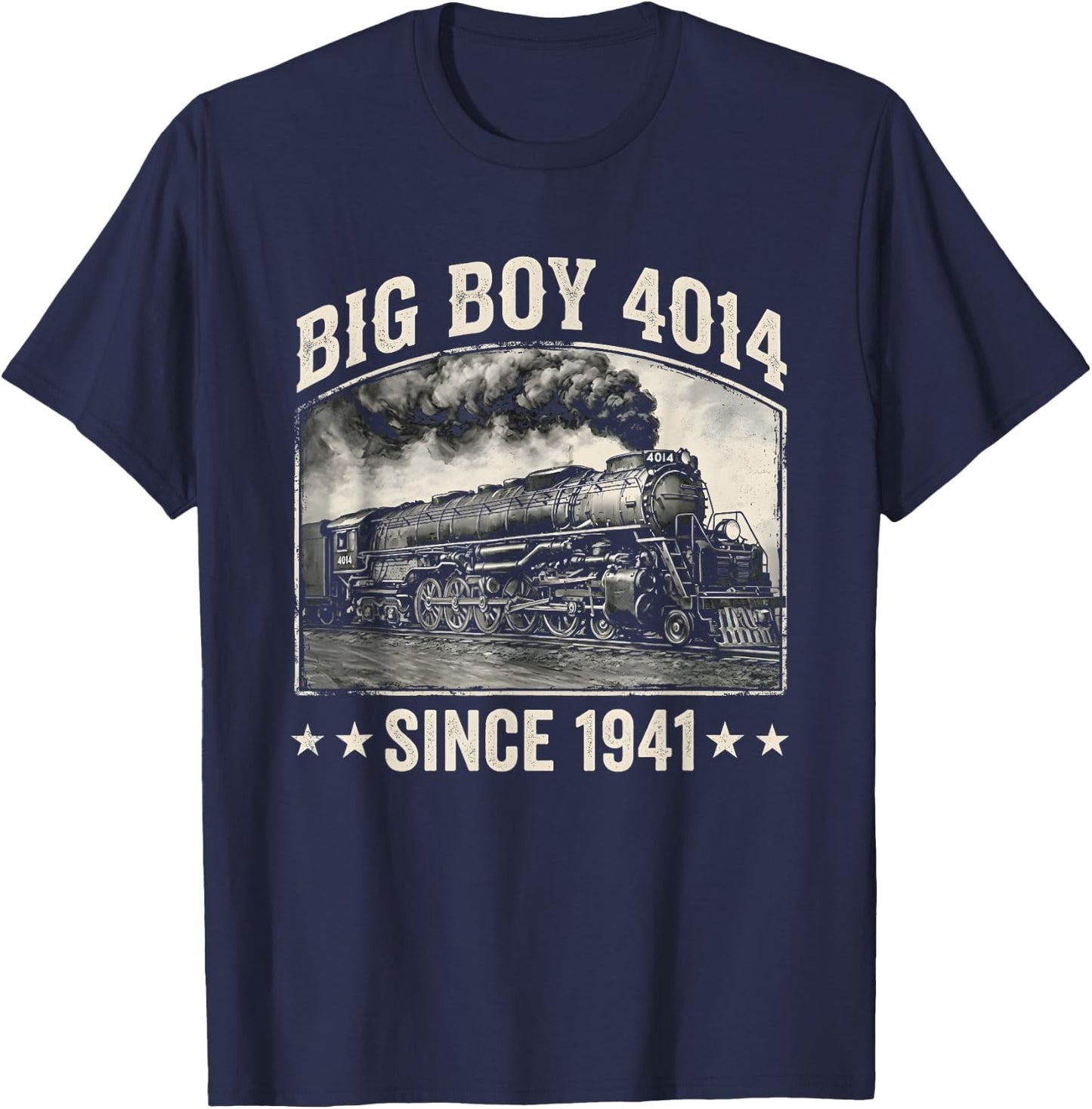 Big Boy 4014 Train Engineer Steam Train Conductor American T-Shirt - T-Shirt | Navy