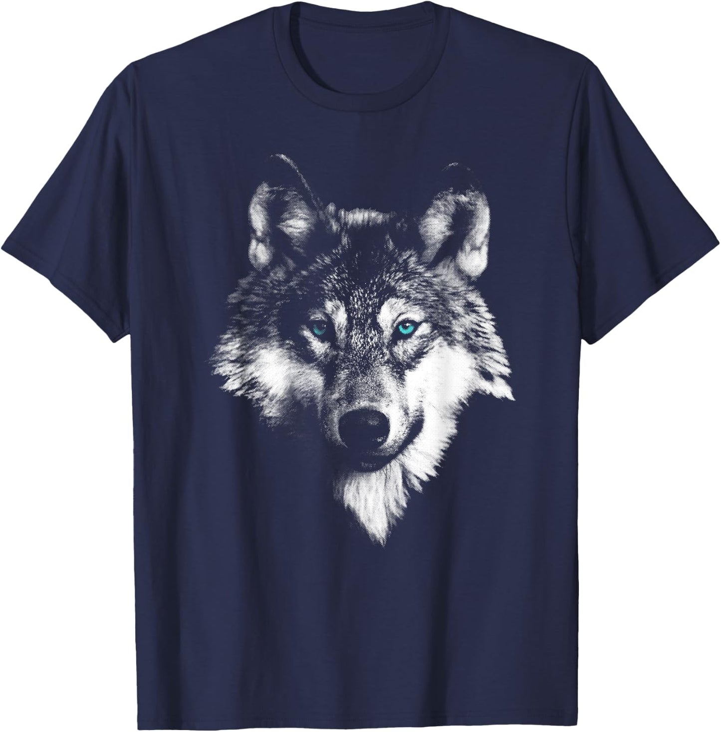 Weißer Wolf mit blauen Augen T-Shirt - T-Shirt | Navy