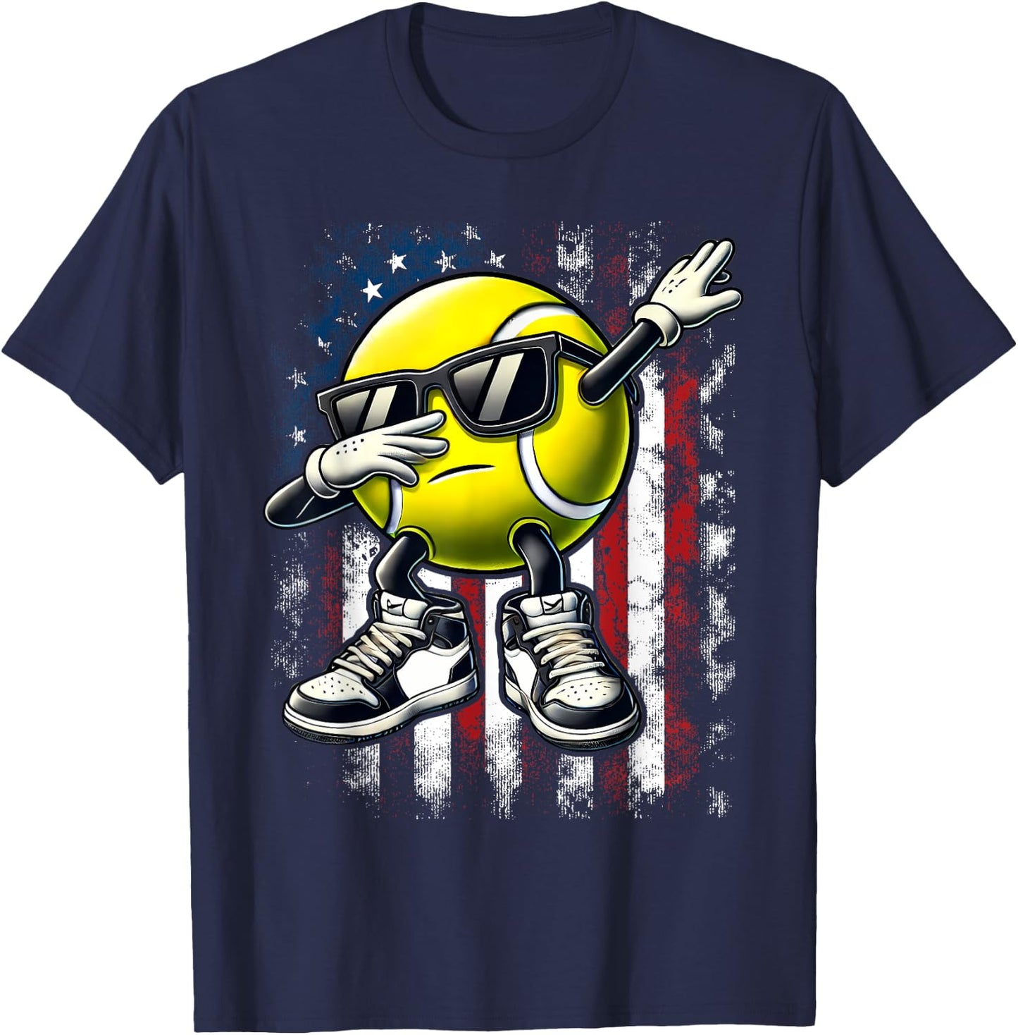Dabbing Tennis Ball Funny Boys Men Women Sports Player T-Shirt - T-Shirt | Navy