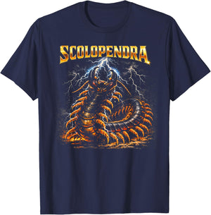 80s Heavy-Metal Giant Centipede Retro Insect Owner Bug Lover T-Shirt - T-Shirt | Navy