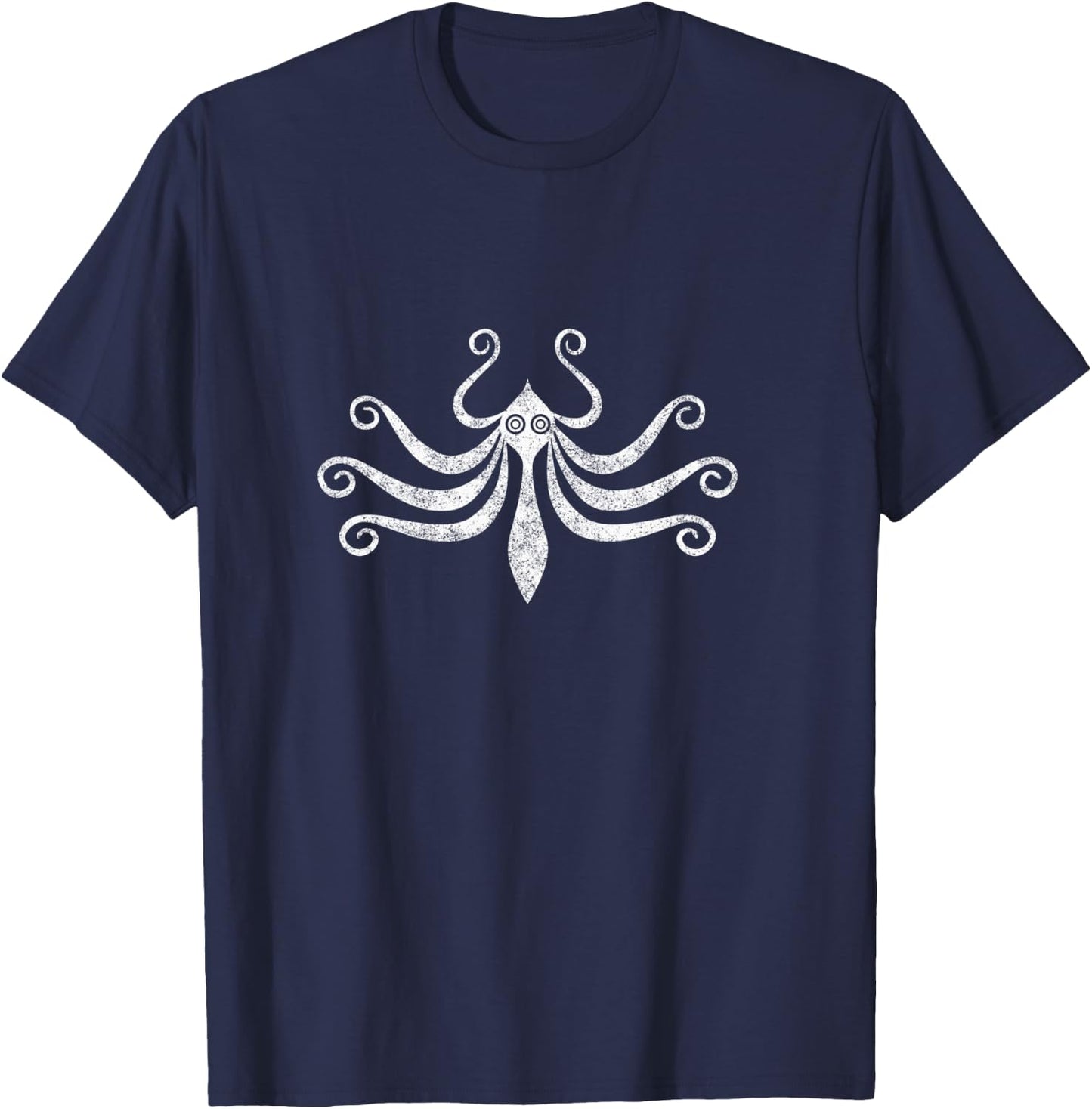 Antiker Minoanischer Marine-Stil Octopus Distressed Langarmshirt T-Shirt - T-Shirt | Navy