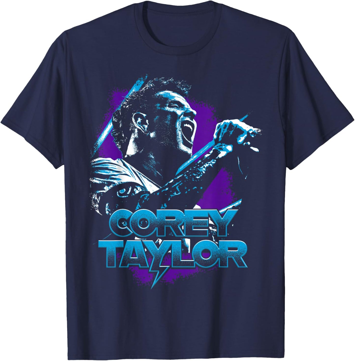 Corey Taylor Screaming Purple , black T-Shirt - T-Shirt | Navy