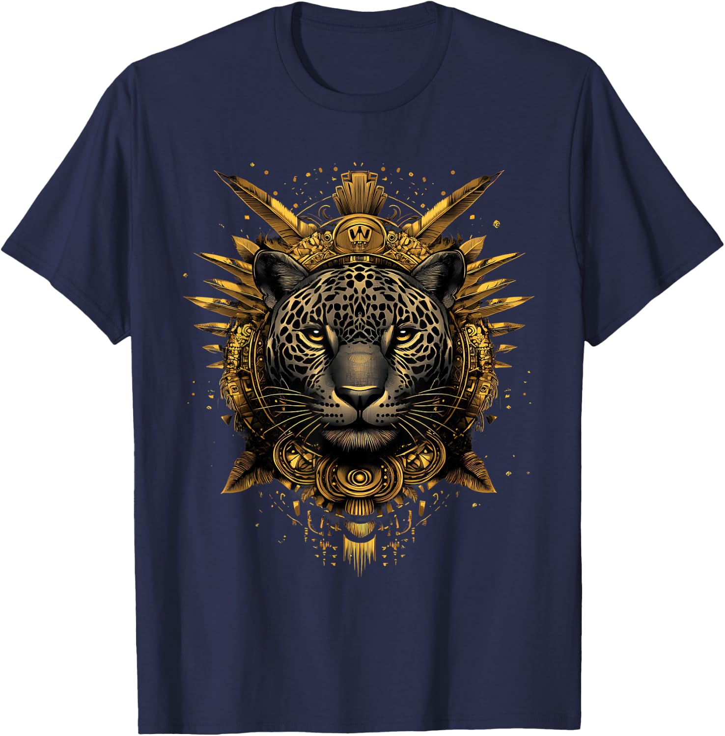 Aztec Jaguar Mexican Mythology Native Mexican Pride Mayan T-Shirt - T-Shirt | Navy