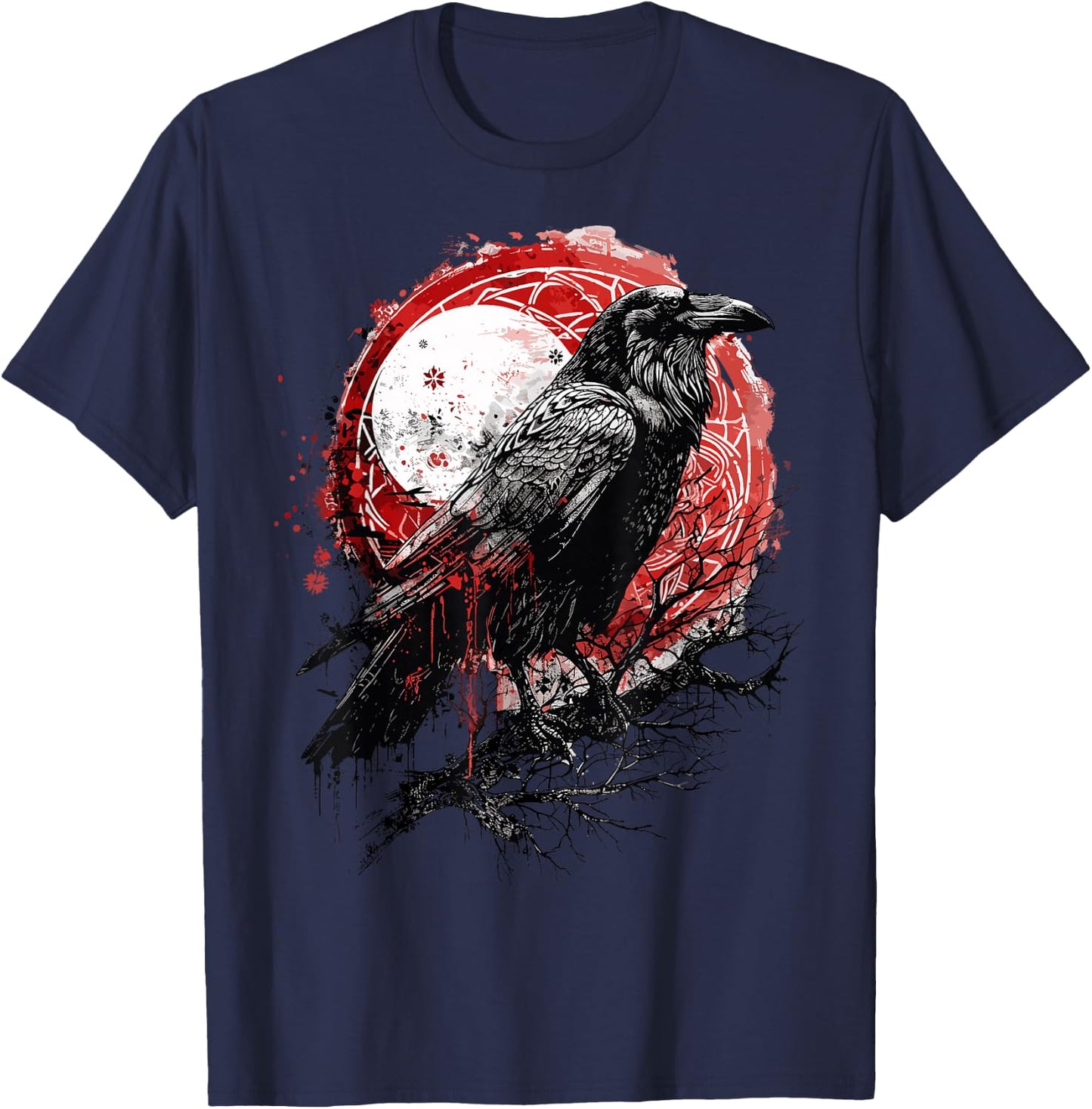 Odin Ravens Huginn & Muninn Vegvisir Vikings Myth Norse T-Shirt - T-Shirt | Navy