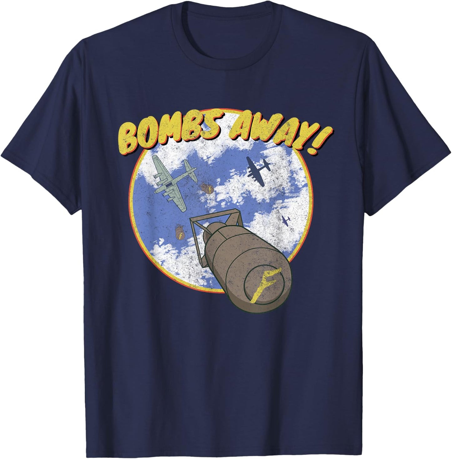 B-17 Classic Vintage Aviation Bomber Distressed F-Bomb T-Shirt - T-Shirt | Navy