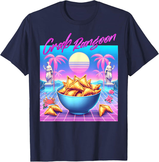 Vaporwave Crab Rangoon Goons Meme 80s Synthwave Retro 1980s T-Shirt - T-Shirt | Navy