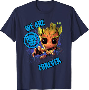 Marvel 85th Anniversary Groot Black Panther We Are Forever T-Shirt - T-Shirt | Navy