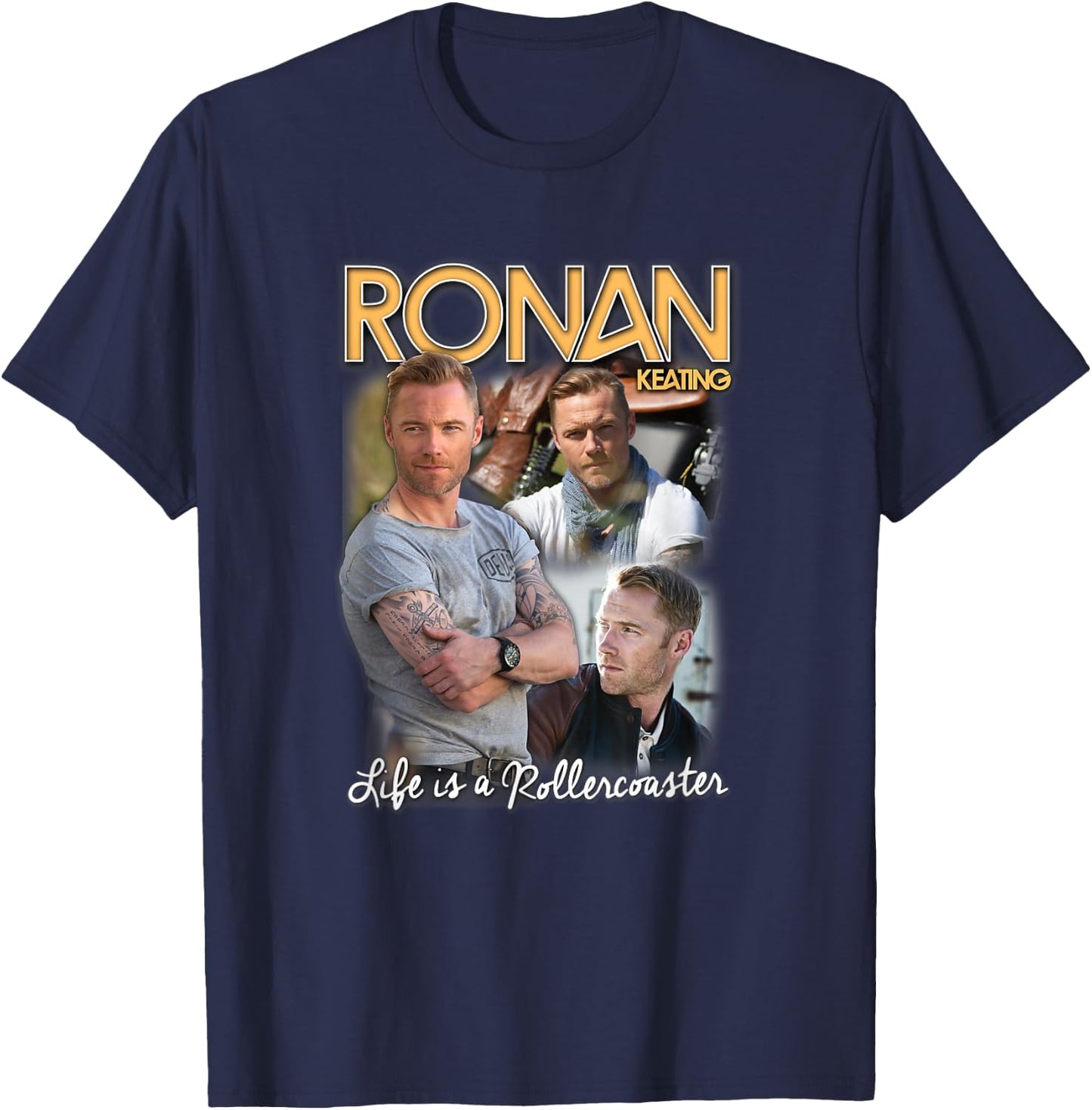 Ronan Keating Official Tribute Life Is A Rollercoaster , black T-Shirt - T-Shirt | Navy