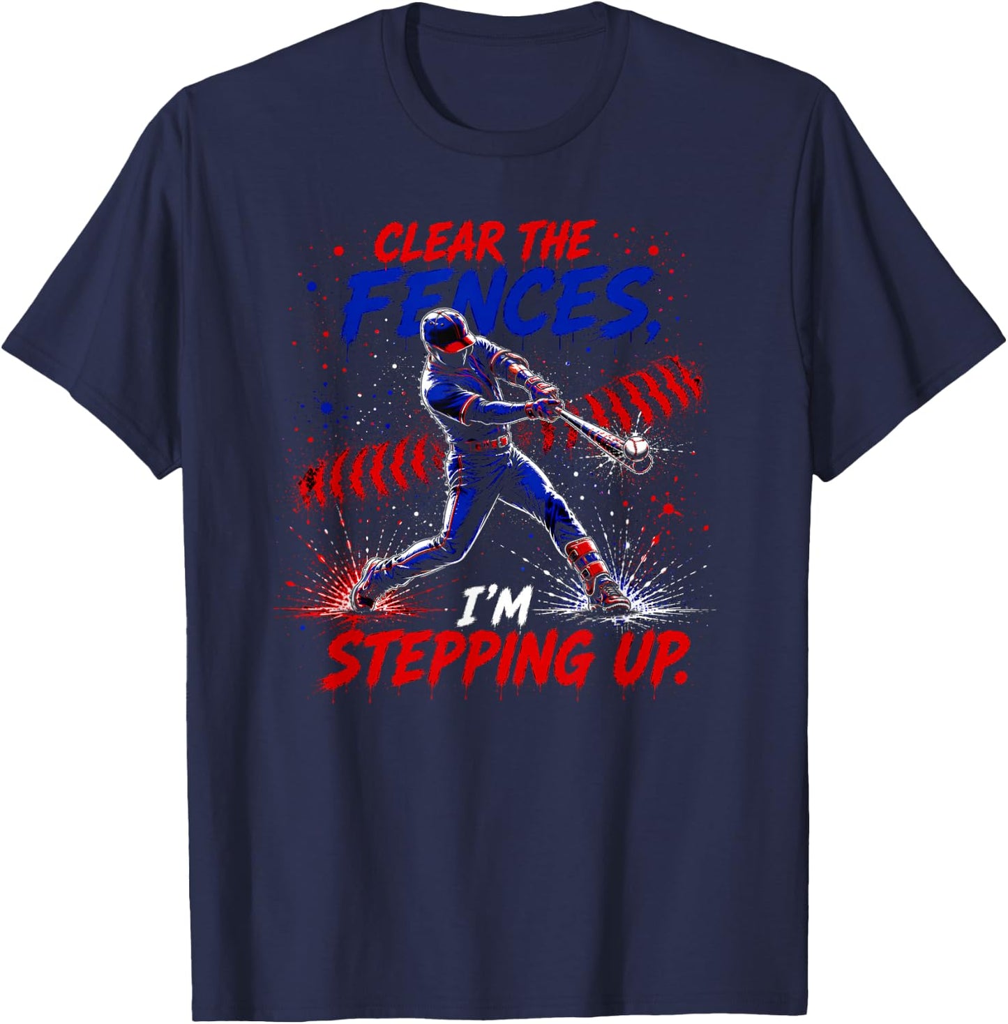 Baseball Batter Homerun Boys Men Paint Splatter Sports T-Shirt - T-Shirt | Navy