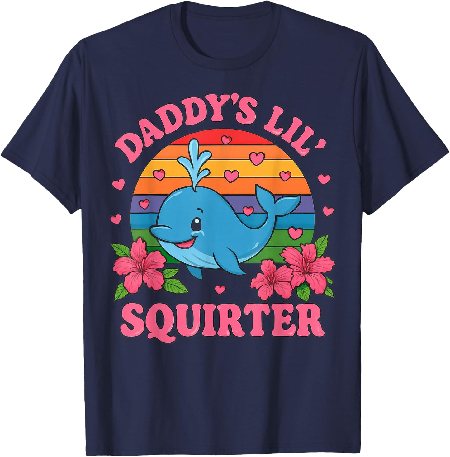 Playful Daddy's Lil Squirter Blue Whale Design T-Shirt - T-Shirt | Navy
