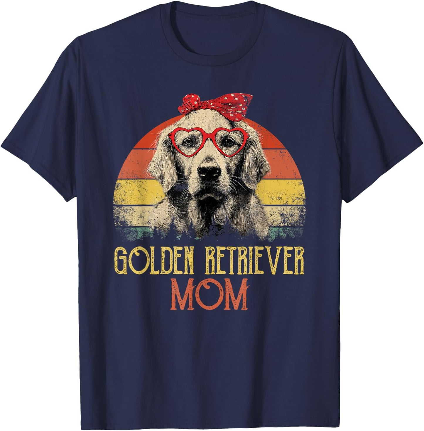 Golden Retriever Mom Dog Retro Vintage Design Damen T-Shirt - T-Shirt | Navy