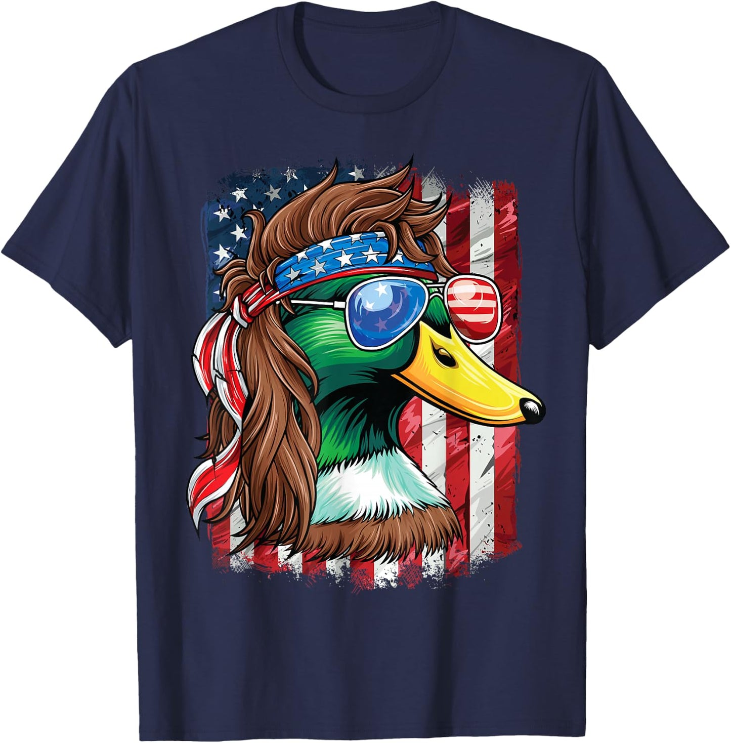 Duck Hunter American Flag Waterfowl Hunting T-Shirt - T-Shirt | Navy