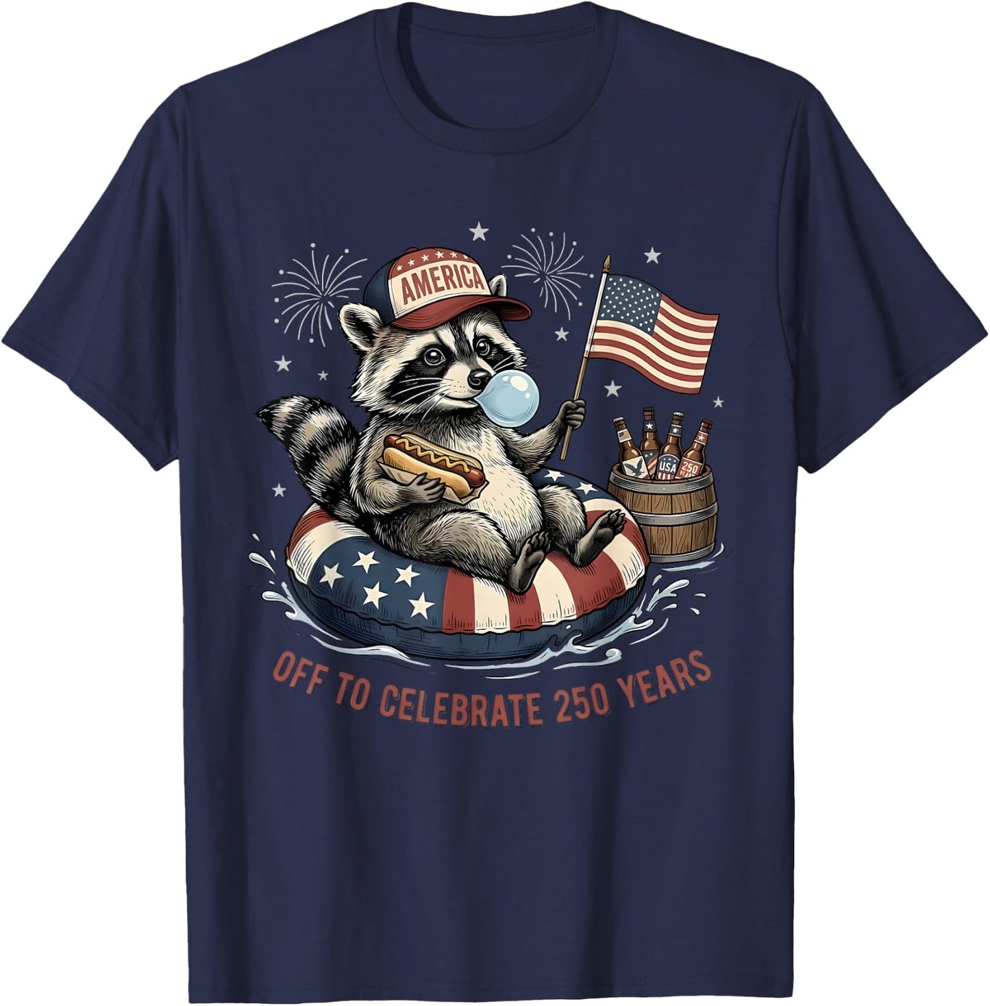 Off to Celebrate 250 Years Funny 250th American Anniversary T-Shirt - T-Shirt | Navy