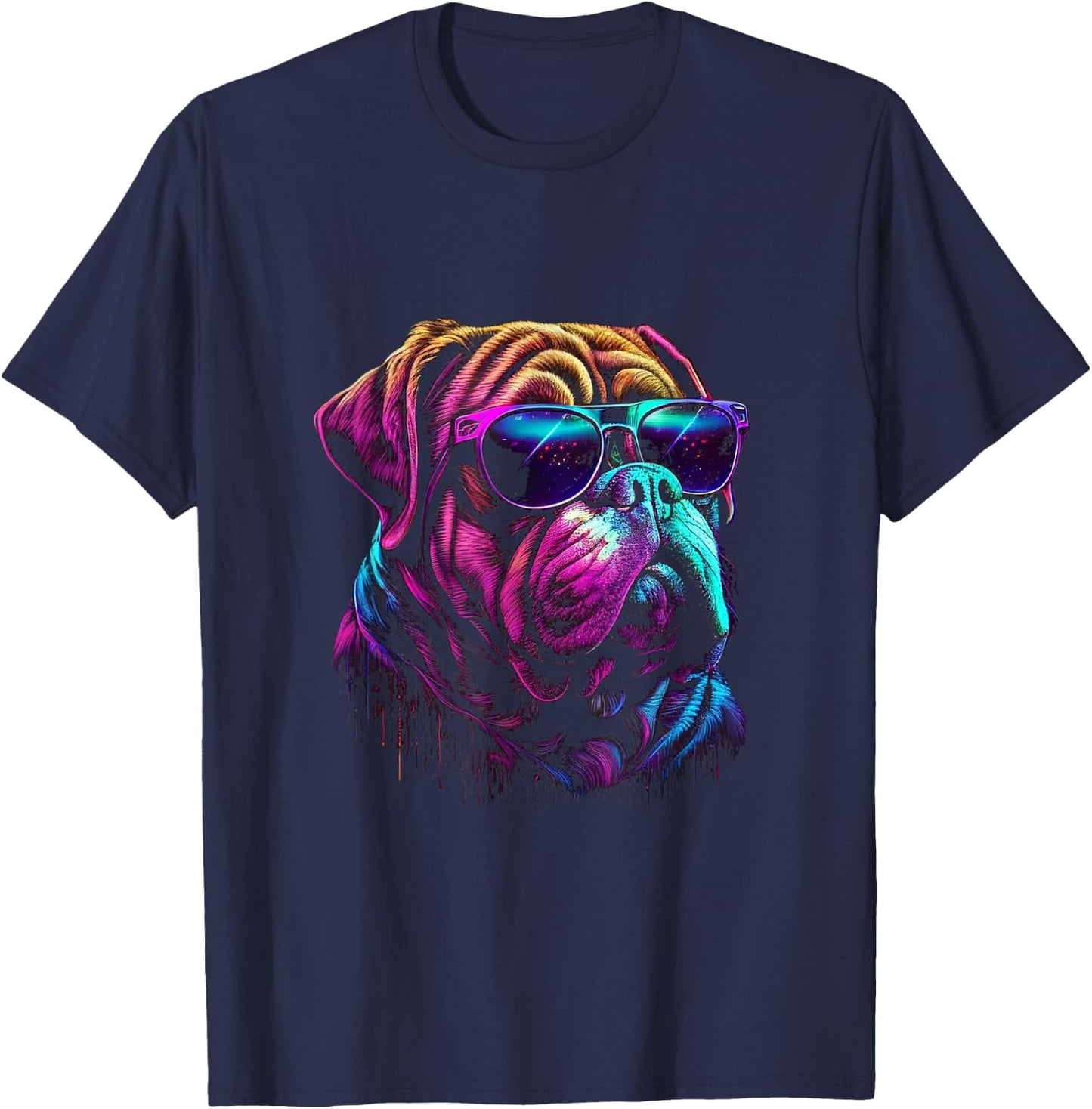 Funny Dogue De Bordeaux owner Vaporwave Notorious DJ T-Shirt - T-Shirt | Navy