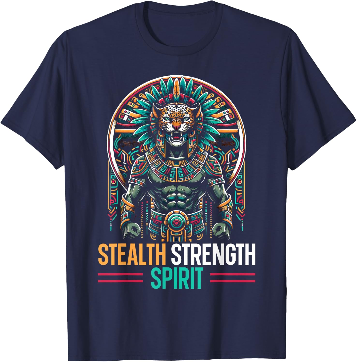 Aztec Jaguar Warrior Aztec Culture Mayan Indigenous T-Shirt - T-Shirt | Navy
