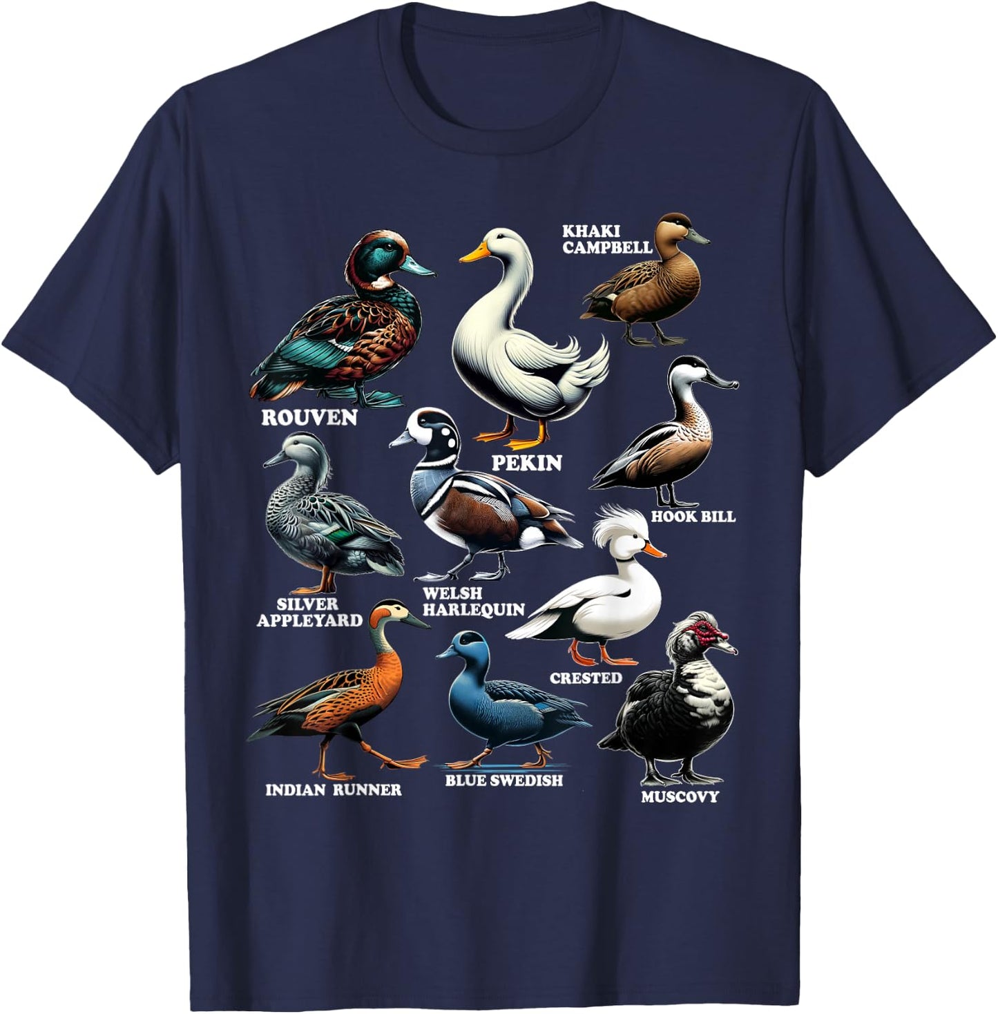 Types Of Duck Shirt for Ducks Lovers Women Kids Girls T-Shirt - T-Shirt | Navy