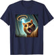 Cat Selfie With UFO Funny Alien UFO T-Shirt - T-Shirt | Navy