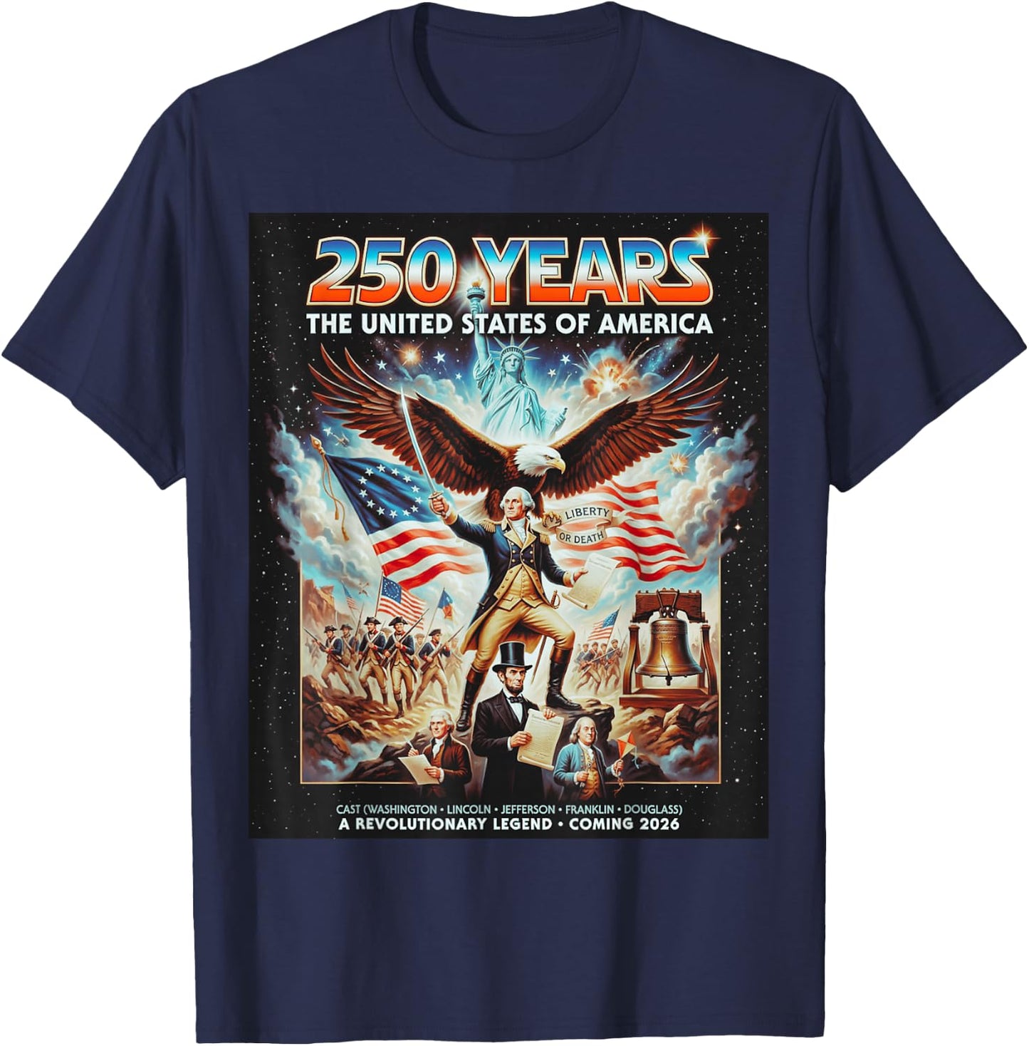 Funny United States 250 Anniversary Retro Poster T-Shirt - T-Shirt | Navy