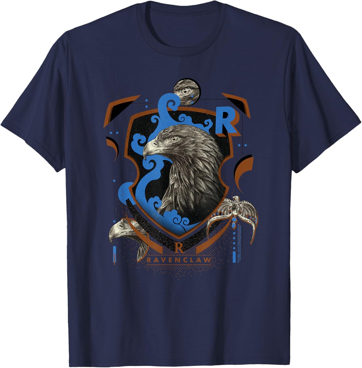 Harry Potter Ravenclaw Shield Realistic Eagle T-Shirt - T-Shirt | Navy