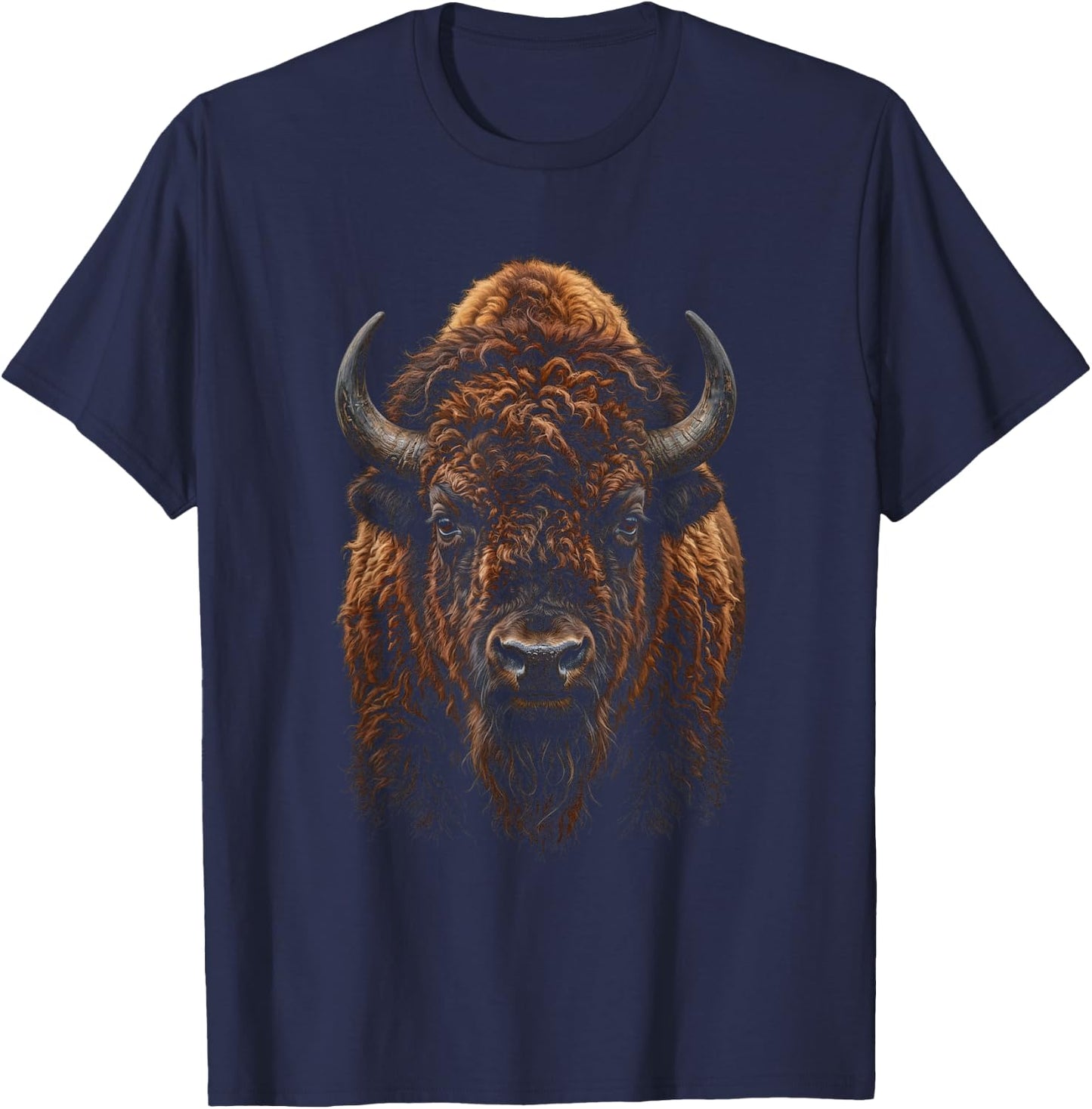 American Bison Portrait Buffalo T-Shirt - T-Shirt | Navy