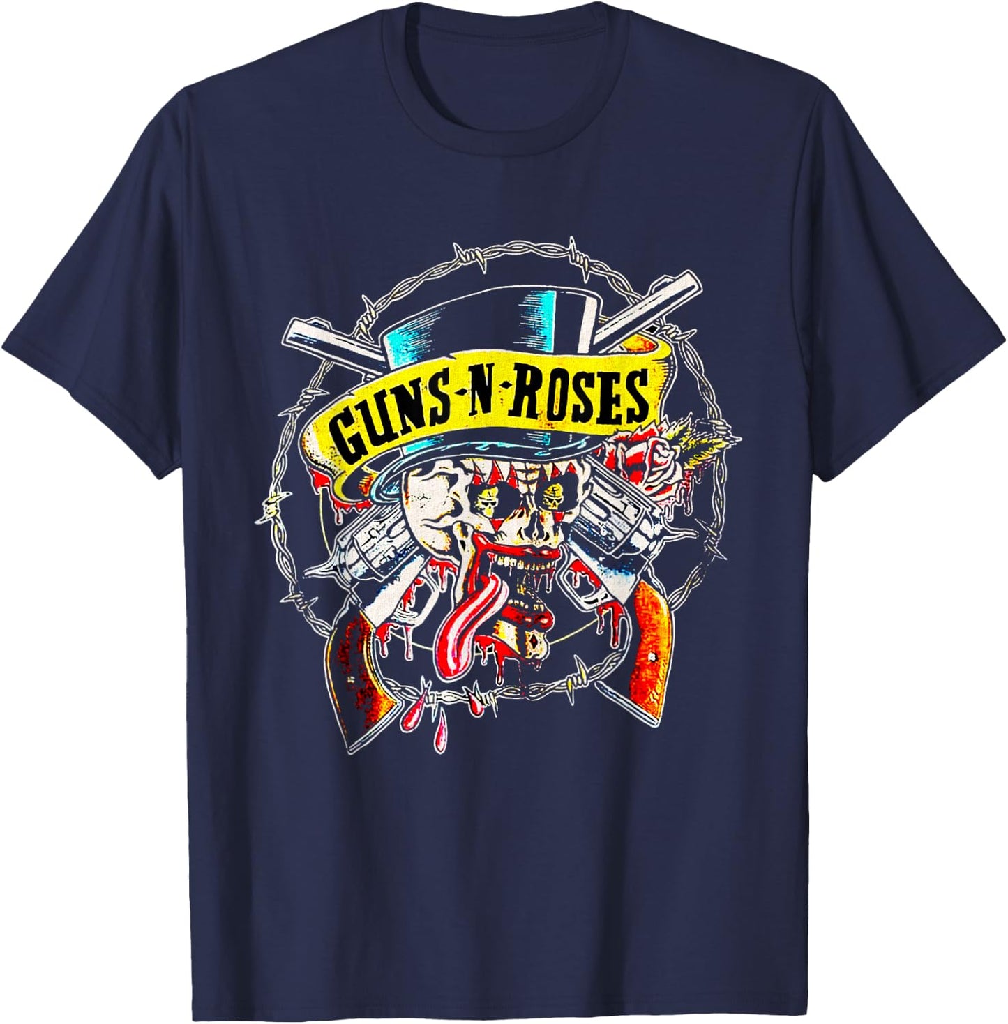 Offizielle Guns N' Roses Skull & Guns T-Shirt - T-Shirt | Navy