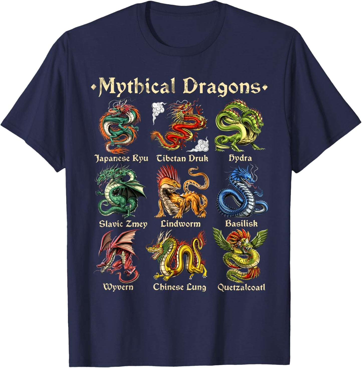 Dragons Mythical Creature Dragon T-Shirt - T-Shirt | Navy