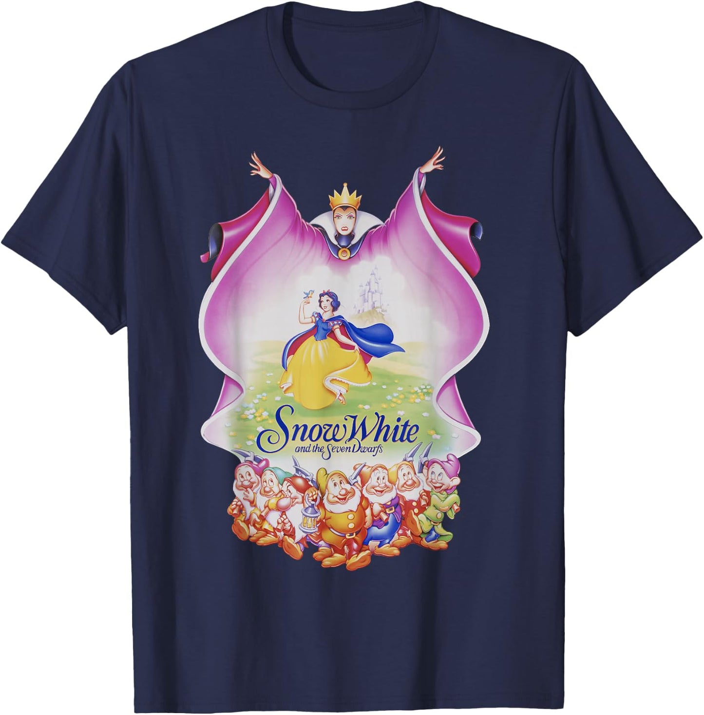 Disney Snow White Group Shot Evil Queen Cape Fill T-Shirt - T-Shirt | Navy