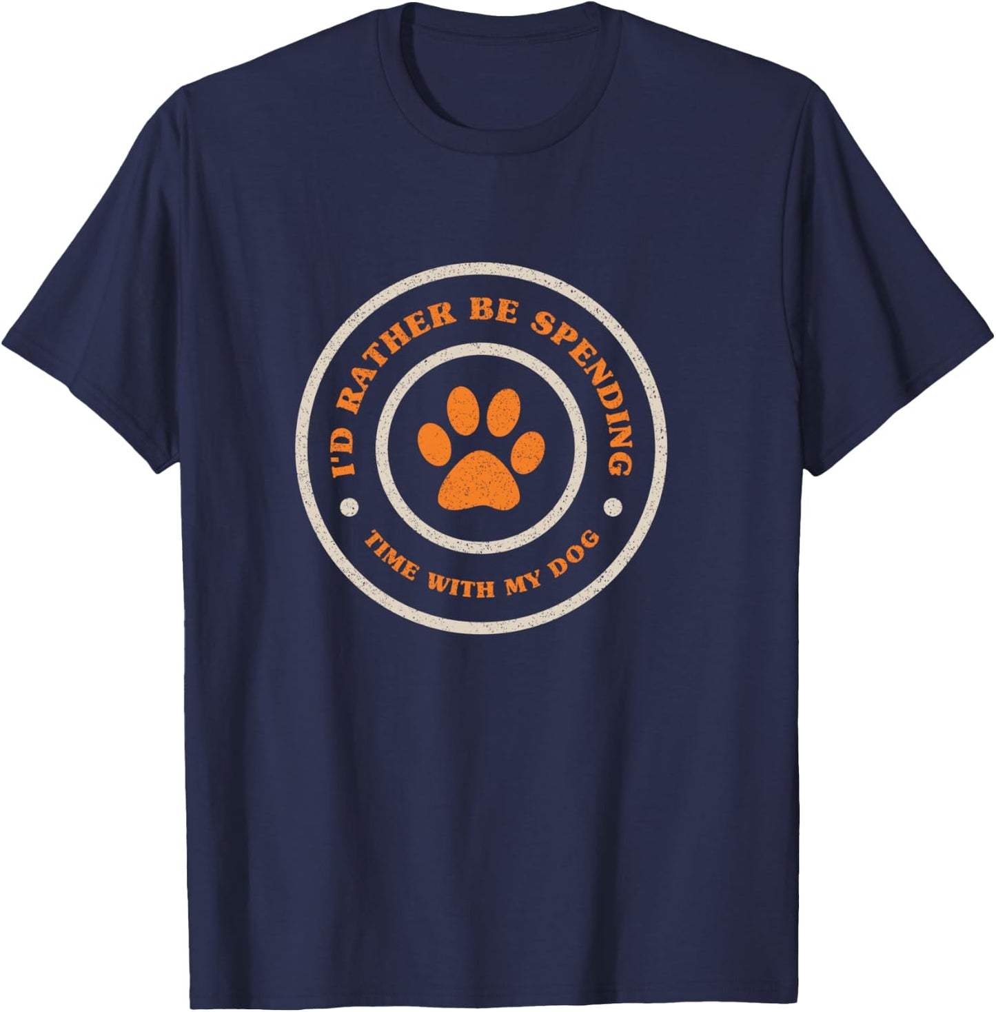 I'd Rather Be Spending Time with My Dog Funny Retro T-Shirt - T-Shirt | Navy