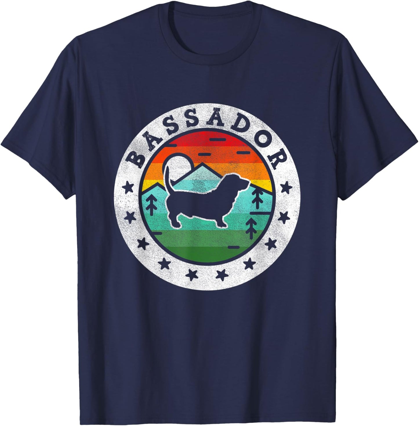 Vintage Bassador Retro Dog Mom Dad Women T-Shirt - T-Shirt | Navy