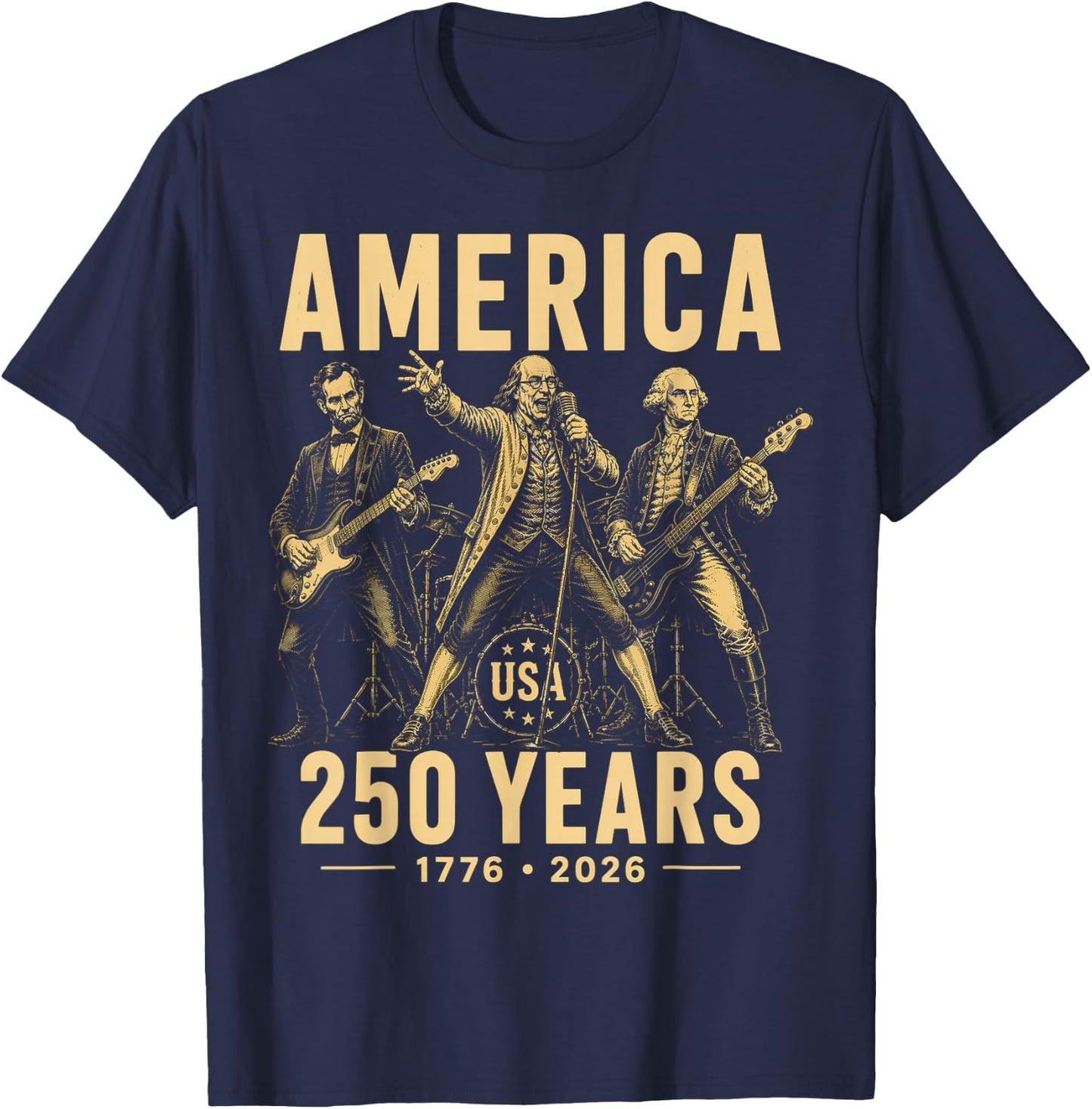 Benjamin Franklin George Washington Abraham Lincoln America T-Shirt - T-Shirt | Navy
