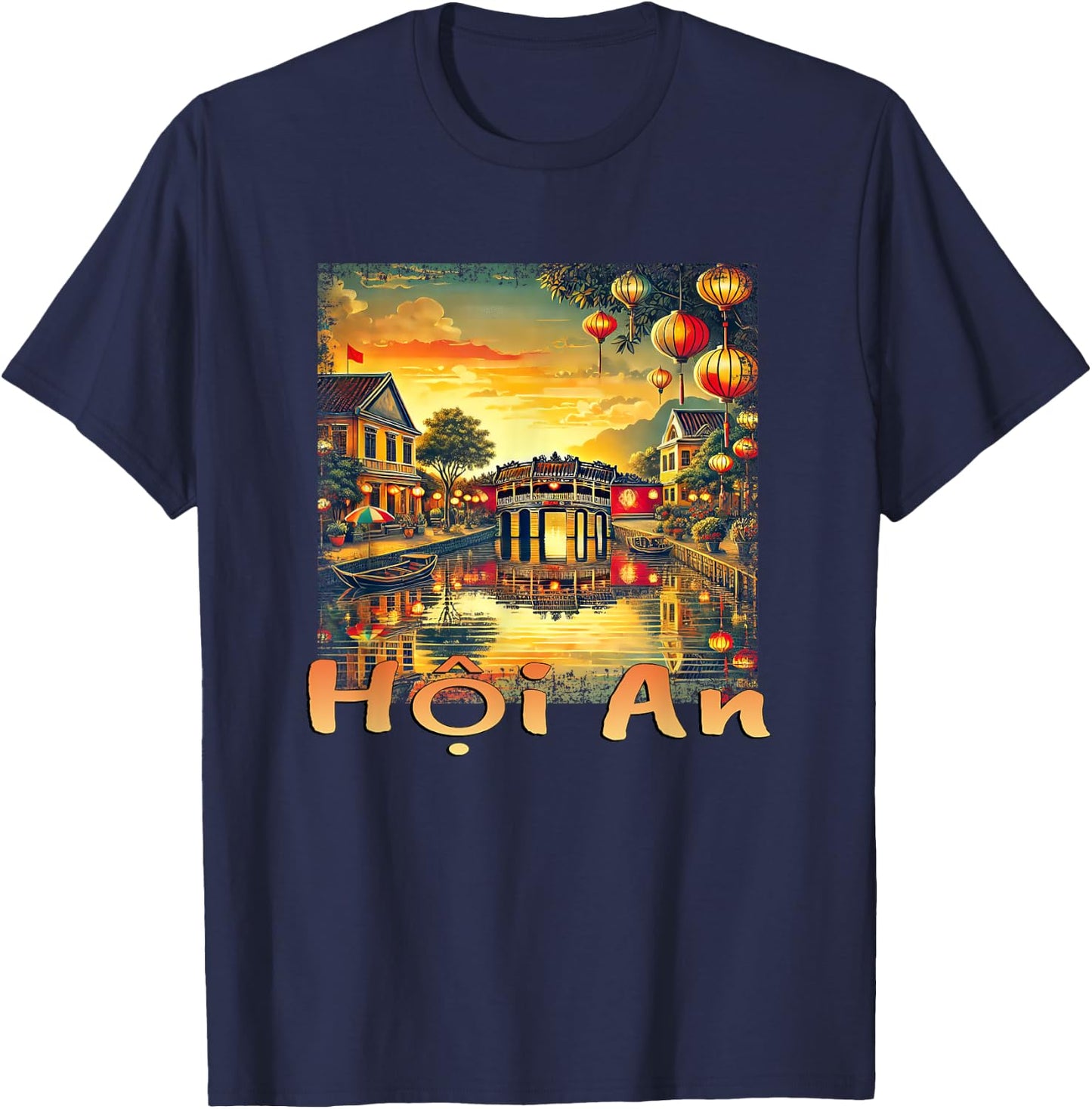Hoi An Vietnam Ancient Town Canals Sunset T-Shirt - T-Shirt | Navy