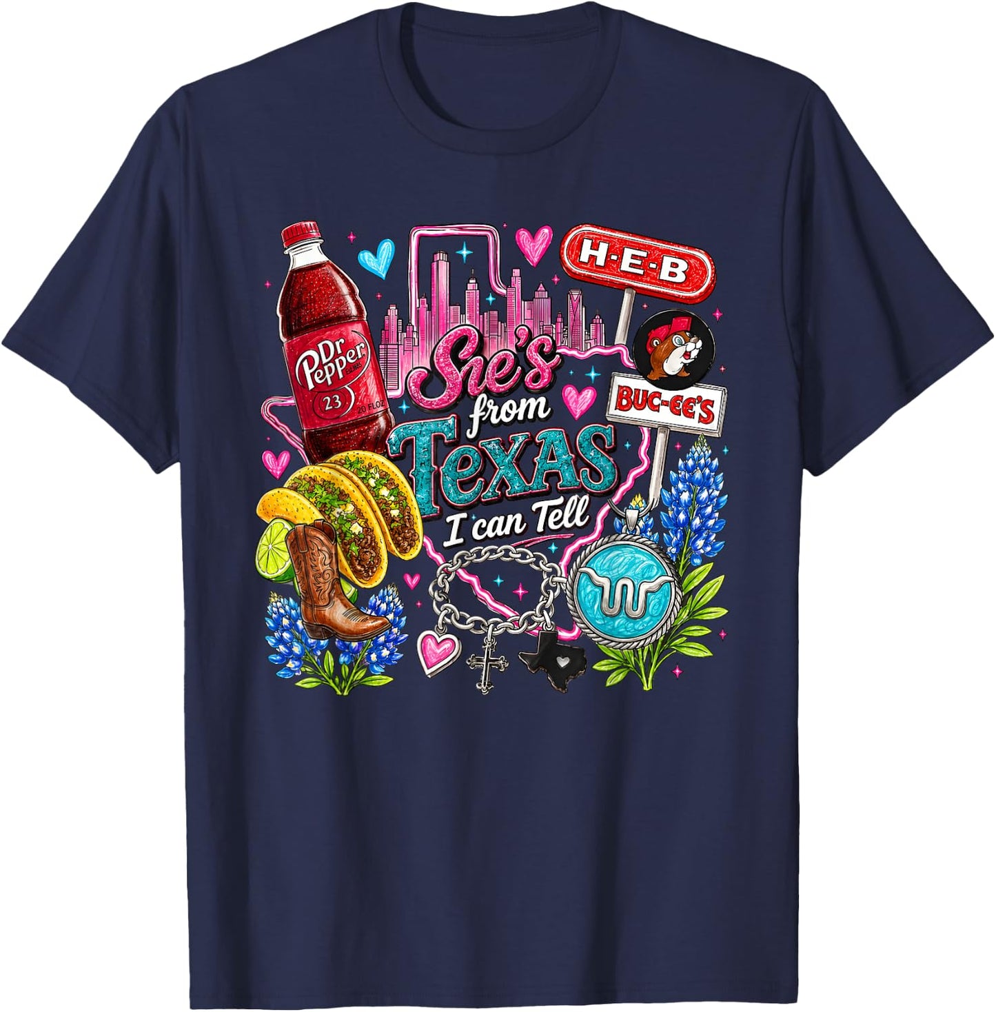 Shes from Texas I Can Tell State Pride T-Shirt - T-Shirt | Navy