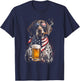4th of July Patriotic Dog Beer Cigar Sunglasses Funny T-Shirt - T-Shirt | Navy