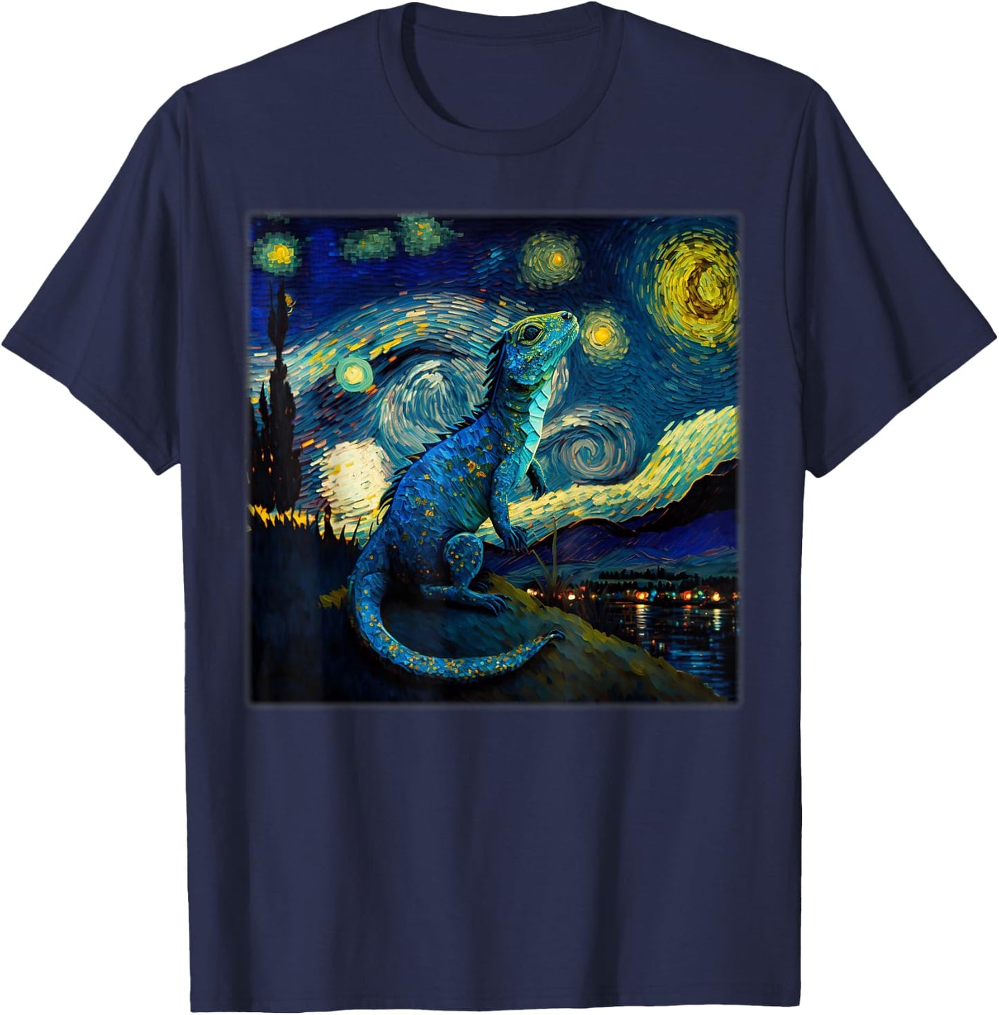 Surrealism Starry Night Chinese Water Dragon T-Shirt - T-Shirt | Navy