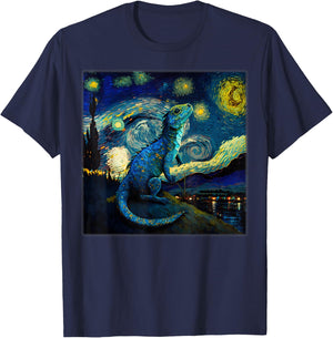 Surrealism Starry Night Chinese Water Dragon T-Shirt - T-Shirt | Navy
