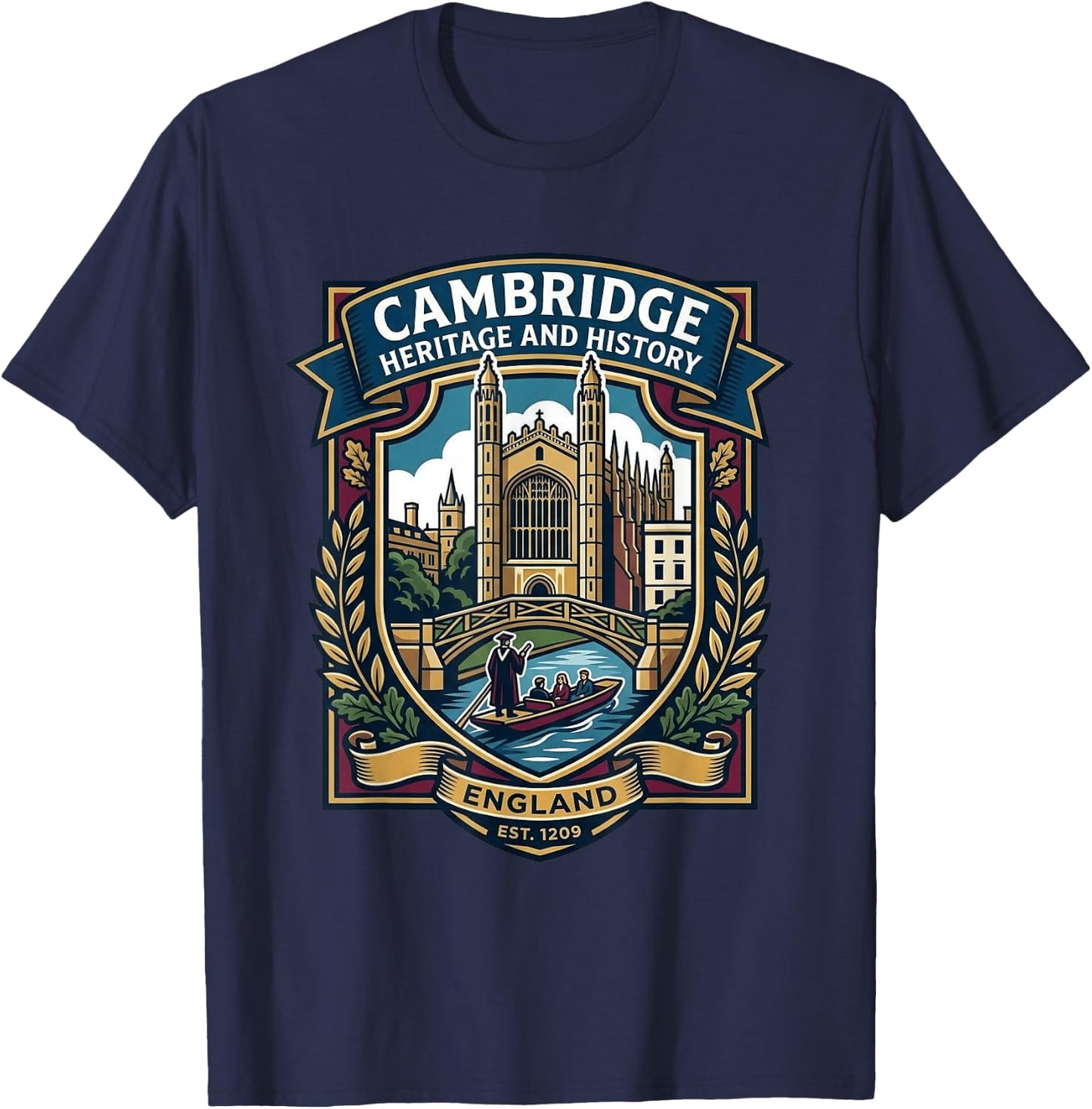 Cambridge England UK Born Bred T-Shirt - T-Shirt | Navy