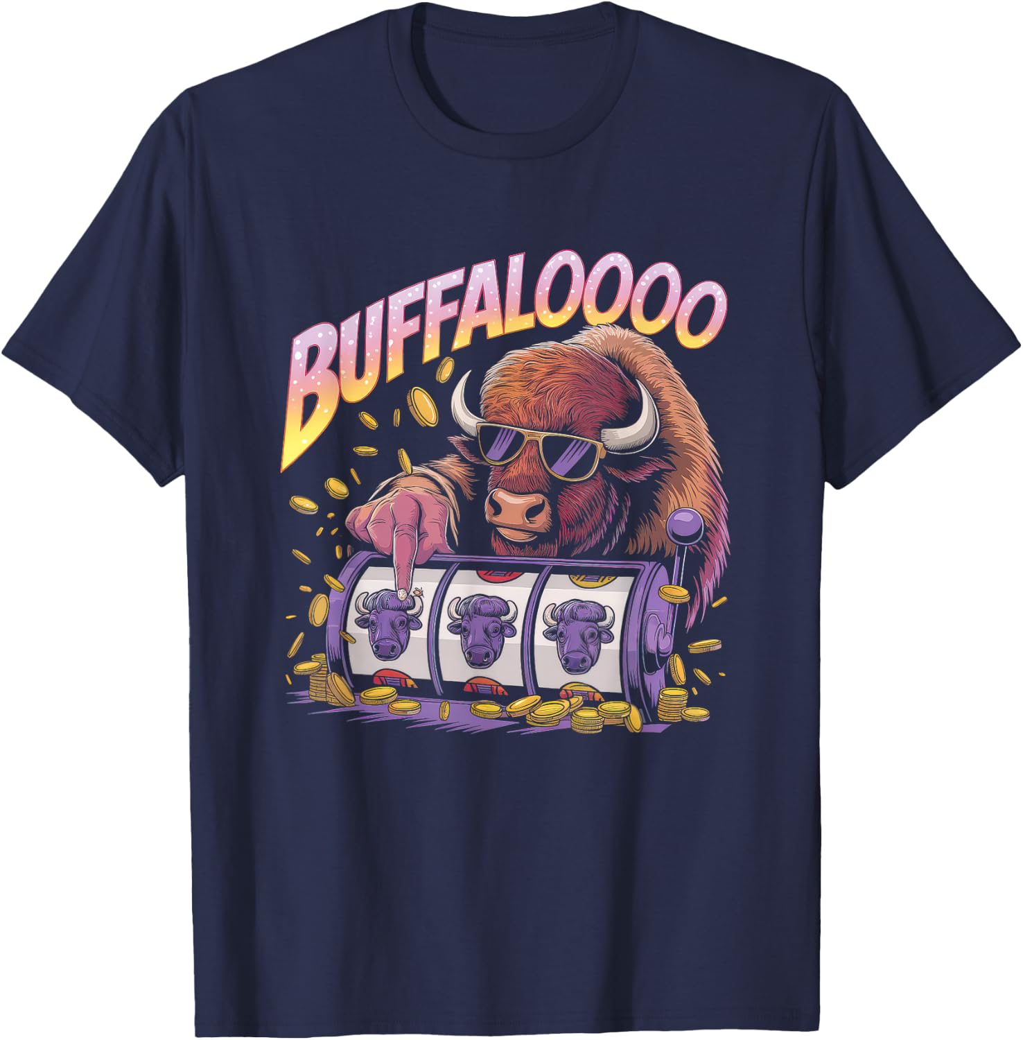 Lucky Buffalo Casino Slot Machine Gambling Gift Gambler T-Shirt - T-Shirt | Navy