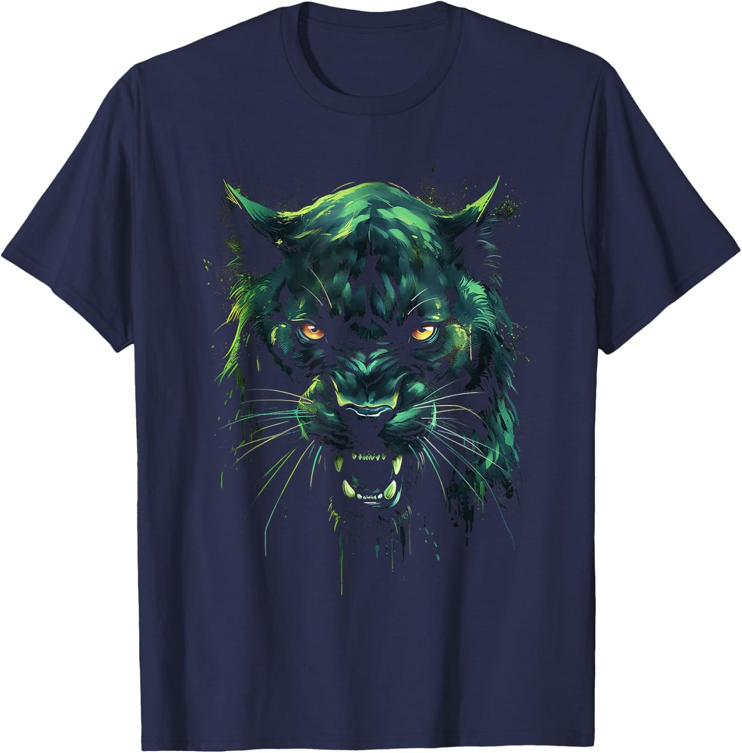 Panther with beautiful green eyes black panthers T-Shirt - T-Shirt | Navy