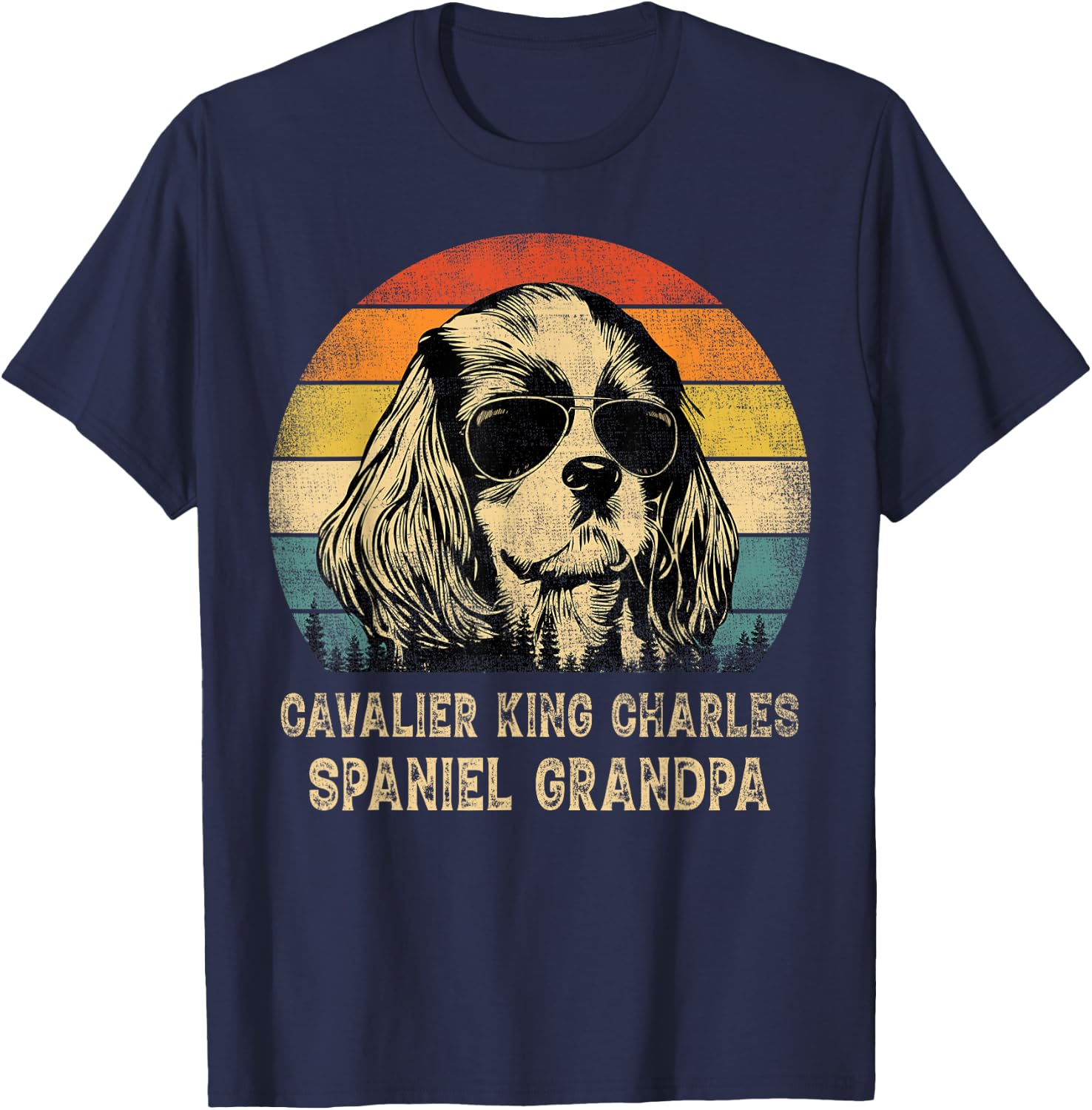 Cavalier King Charles Spaniel Grandpa Dog Father's Day T-Shirt - T-Shirt | Navy
