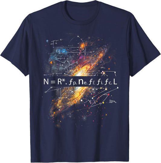 Drake Equation Estimation of Alien Civilizations T-Shirt - T-Shirt | Navy